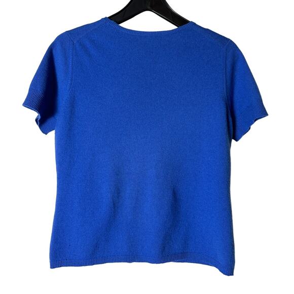Vintage Valerie Stevens 2 Ply Cashmere Cobalt Bright Blue Short Sleeve Sweater‎ - Picture 2 of 12